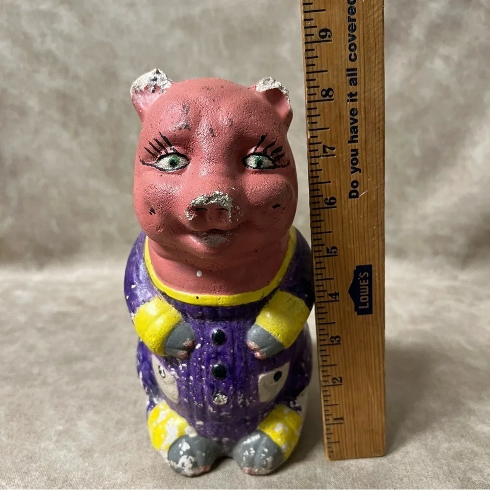 Vintage Heavy Door Stopper Antique Piggy *Has Wear * See Pics Still Beautiful